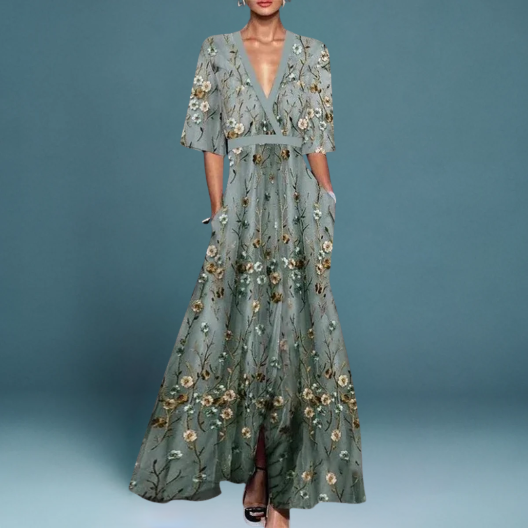Sofia | Elegant Maxi Kjole med Blomsterprint