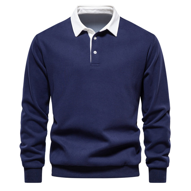 Elegant Herre Langærmet Polo T-shirt
