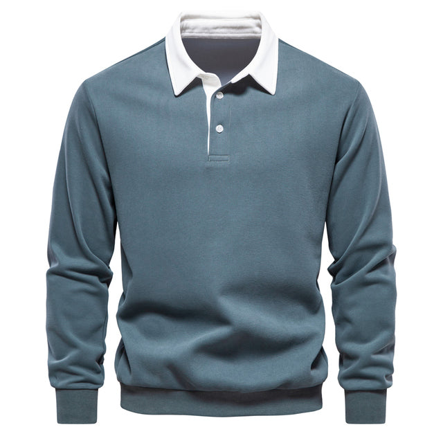 Elegant Herre Langærmet Polo T-shirt