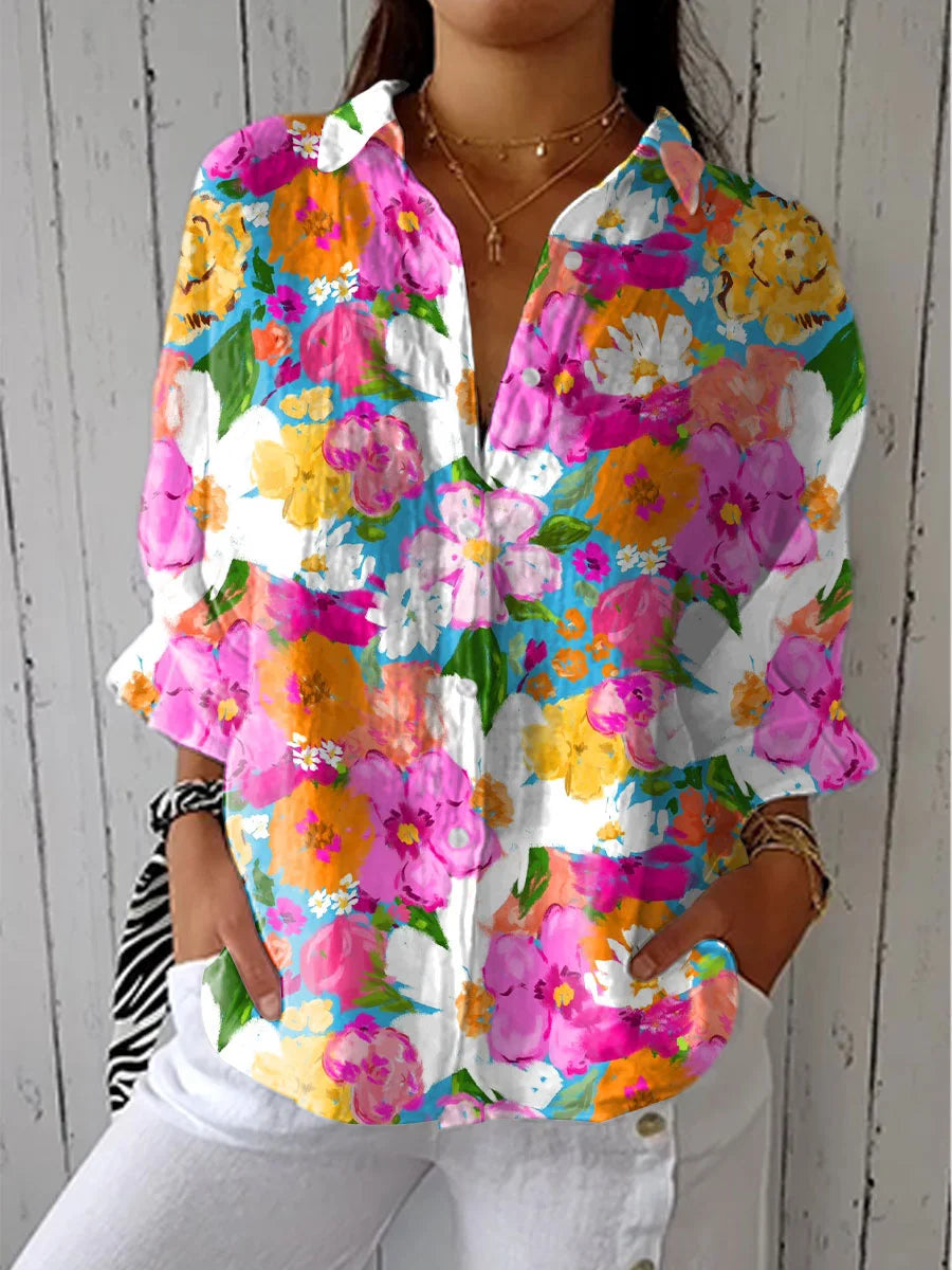 Afslappet Skjorte med Blomsterprint