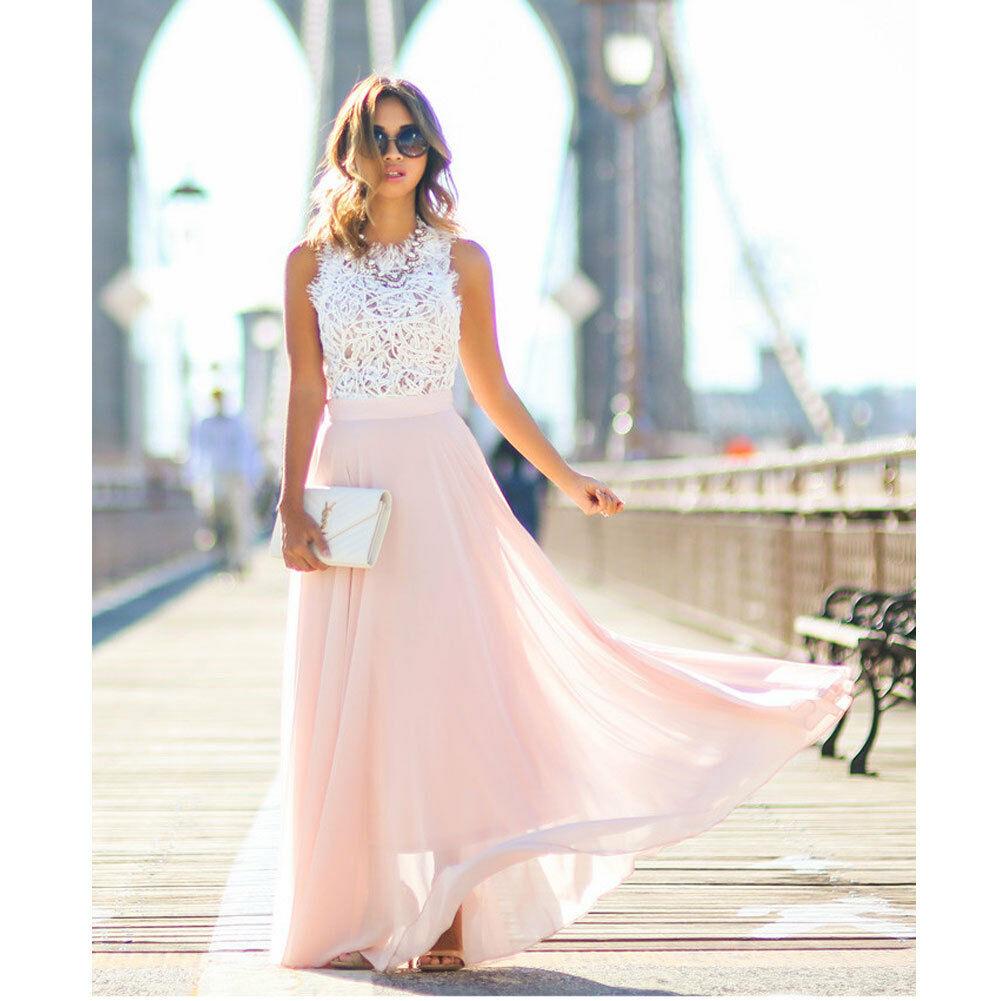 Elin | Elegant Maxi Kjole med Blondeoverdel