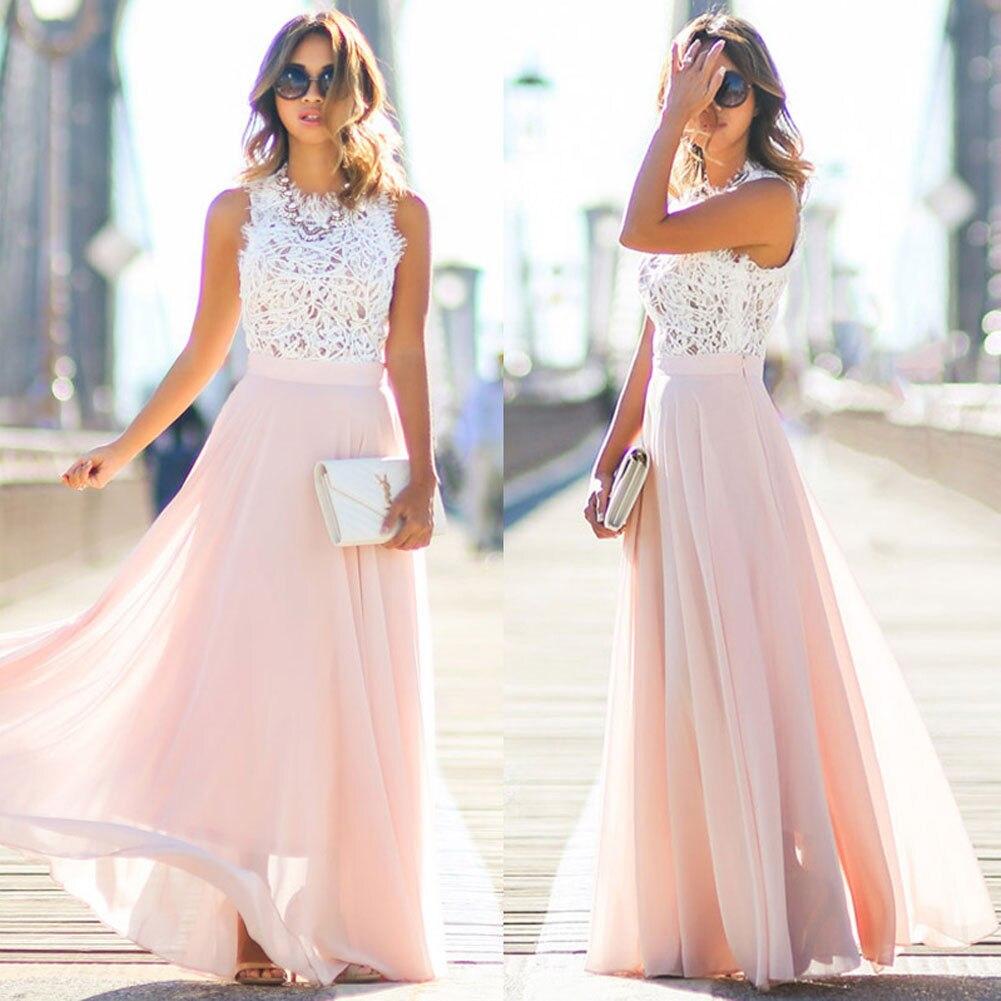 Elin | Elegant Maxi Kjole med Blondeoverdel