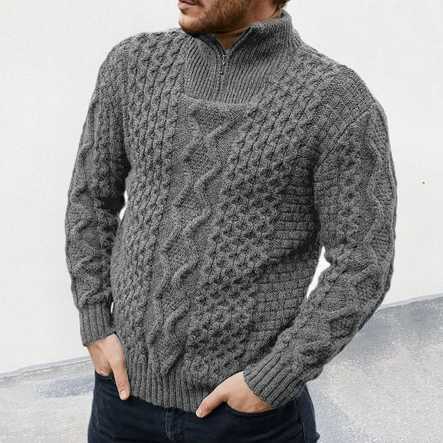 Nikolaj | Sweater med lynlås og strikdetaljer til mænd
