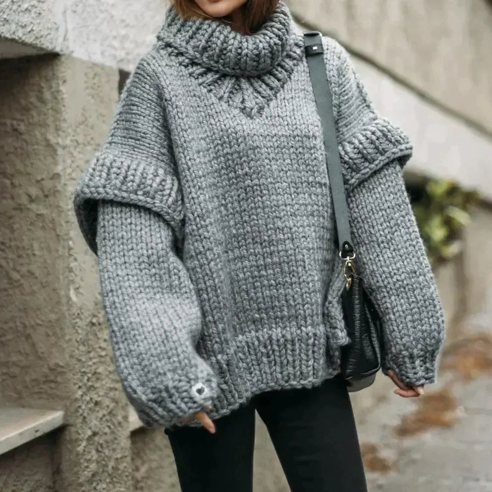 Mona | Hyggelig Oversize Rullekrave Sweater til Vinter