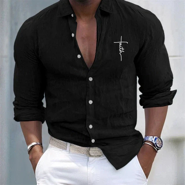 Lucas | Casual langærmet skjorte i linned bomuld