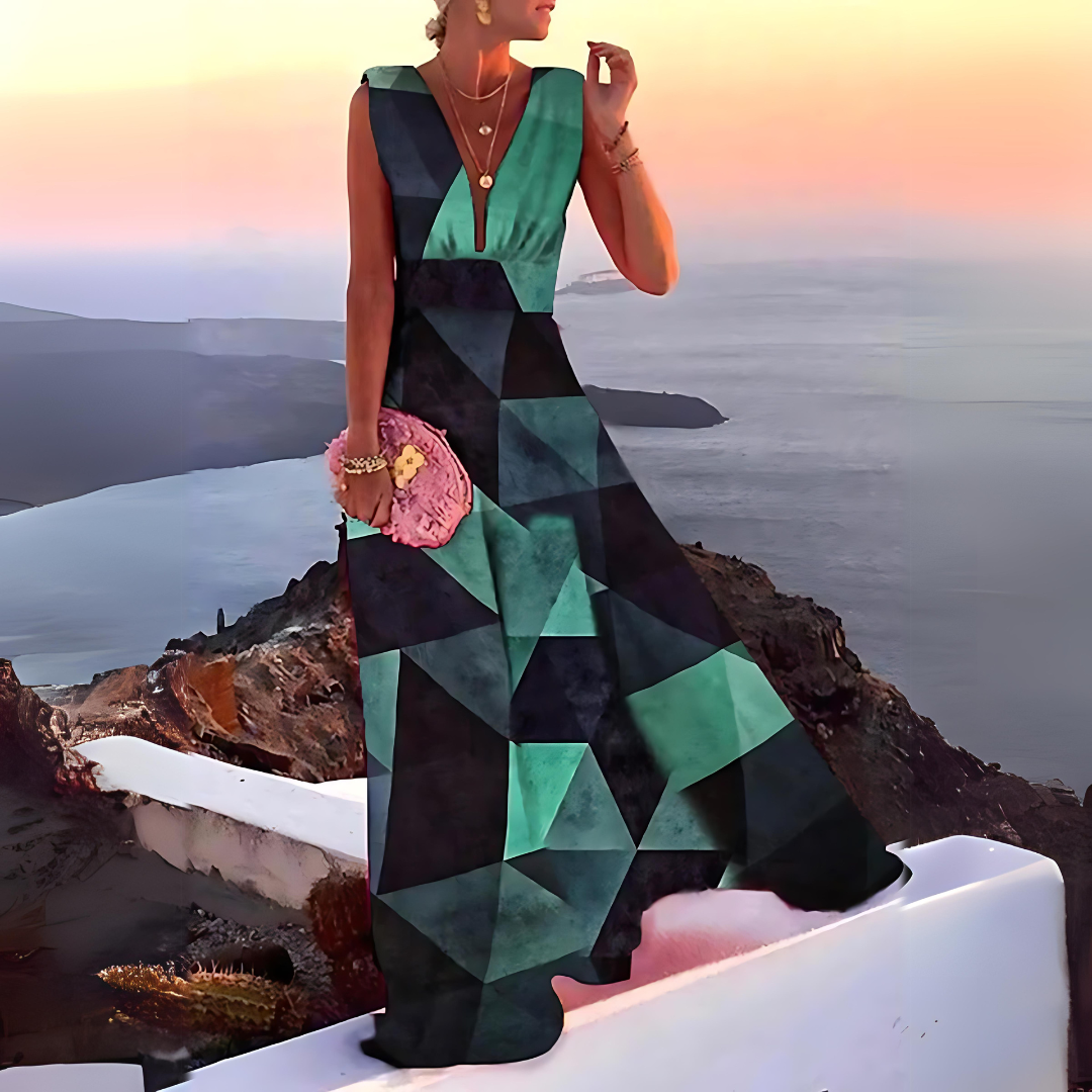 Ærmeløs Sommerkjole med Unikt Mønster til Kvinder