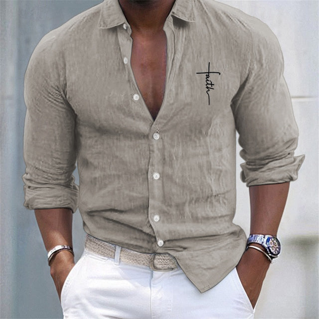 Lucas | Casual langærmet skjorte i linned bomuld