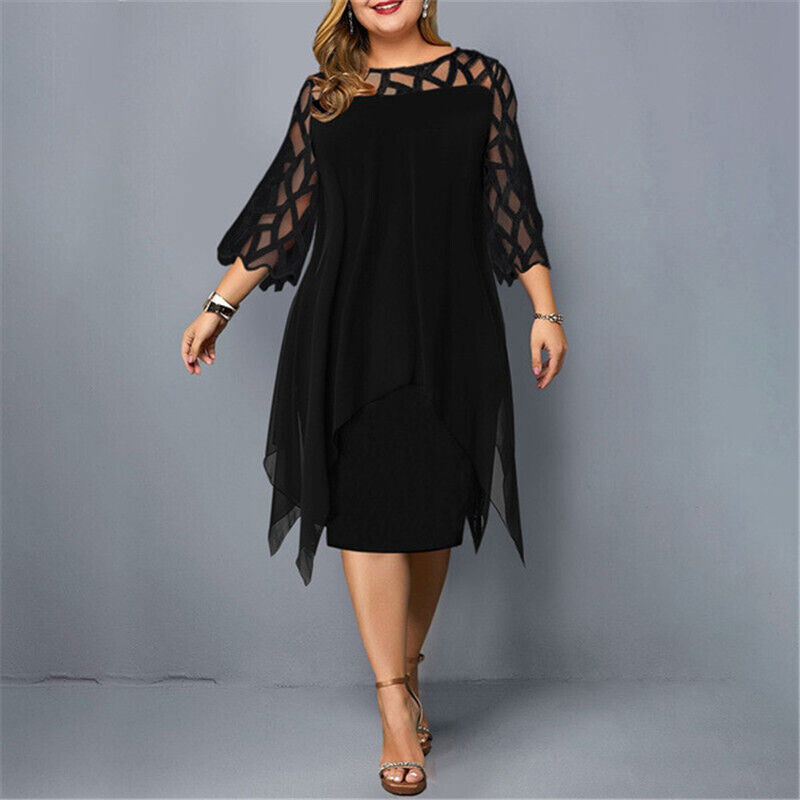 Elegant Midi Kjole til Kvinder Plus Size