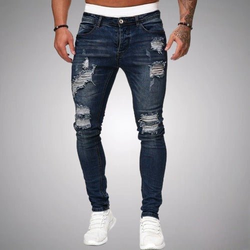 Herrejeans med Slidte Detaljer