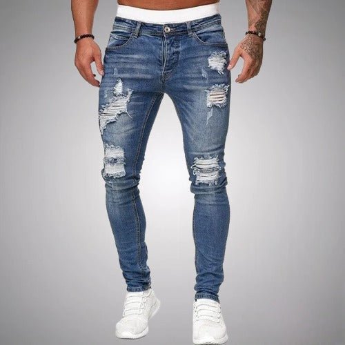 Herrejeans med Slidte Detaljer