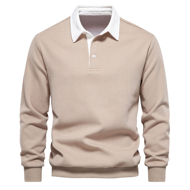 Elegant Herre Langærmet Polo T-shirt