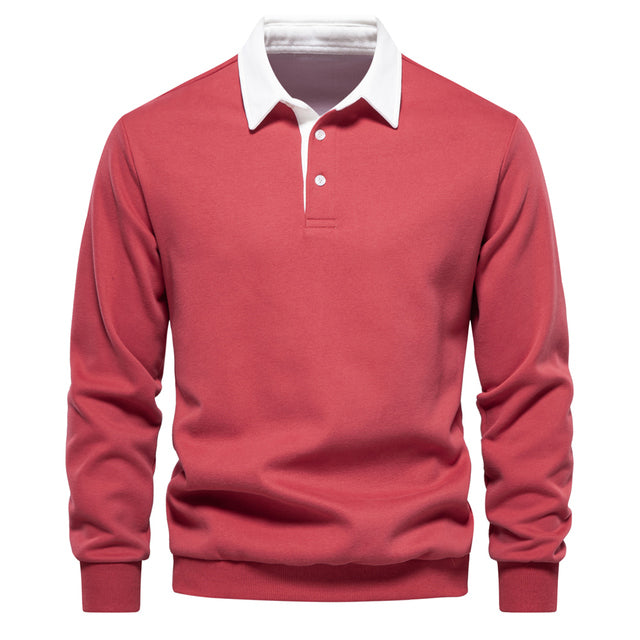 Elegant Herre Langærmet Polo T-shirt