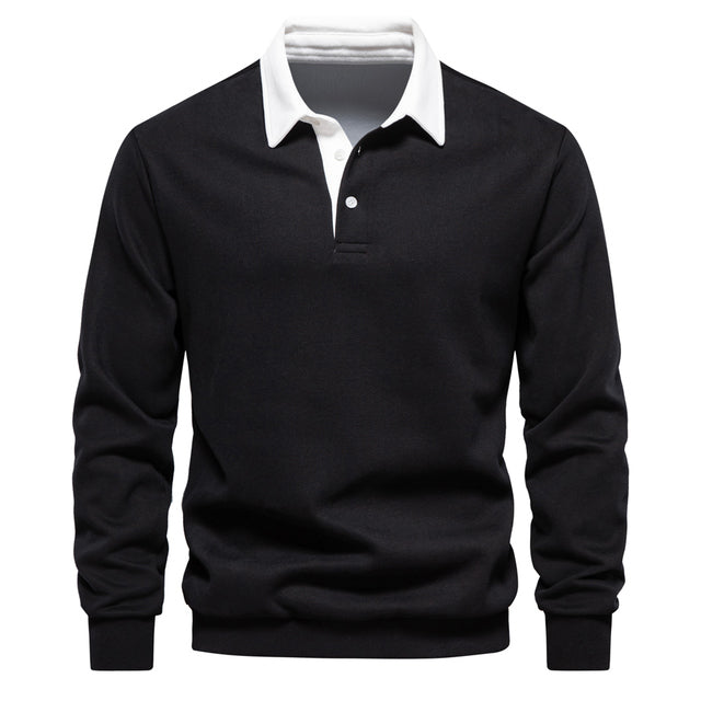 Elegant Herre Langærmet Polo T-shirt
