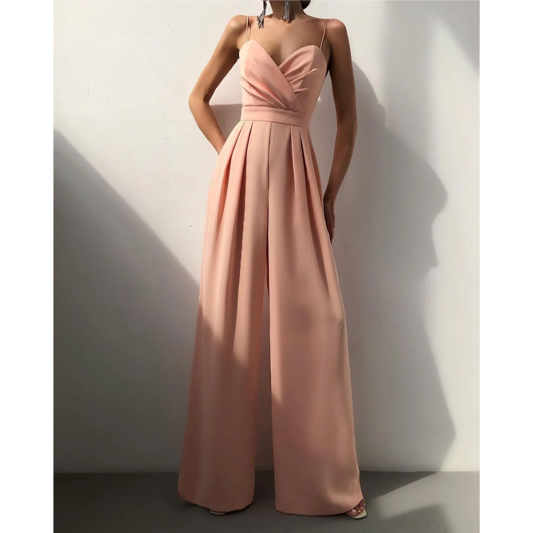 Elegant buksedragt med brede ben og stropper