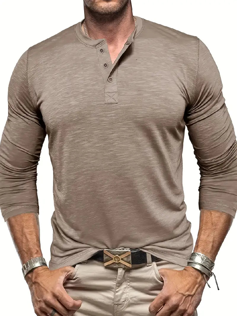 Langærmet Henley T-shirt