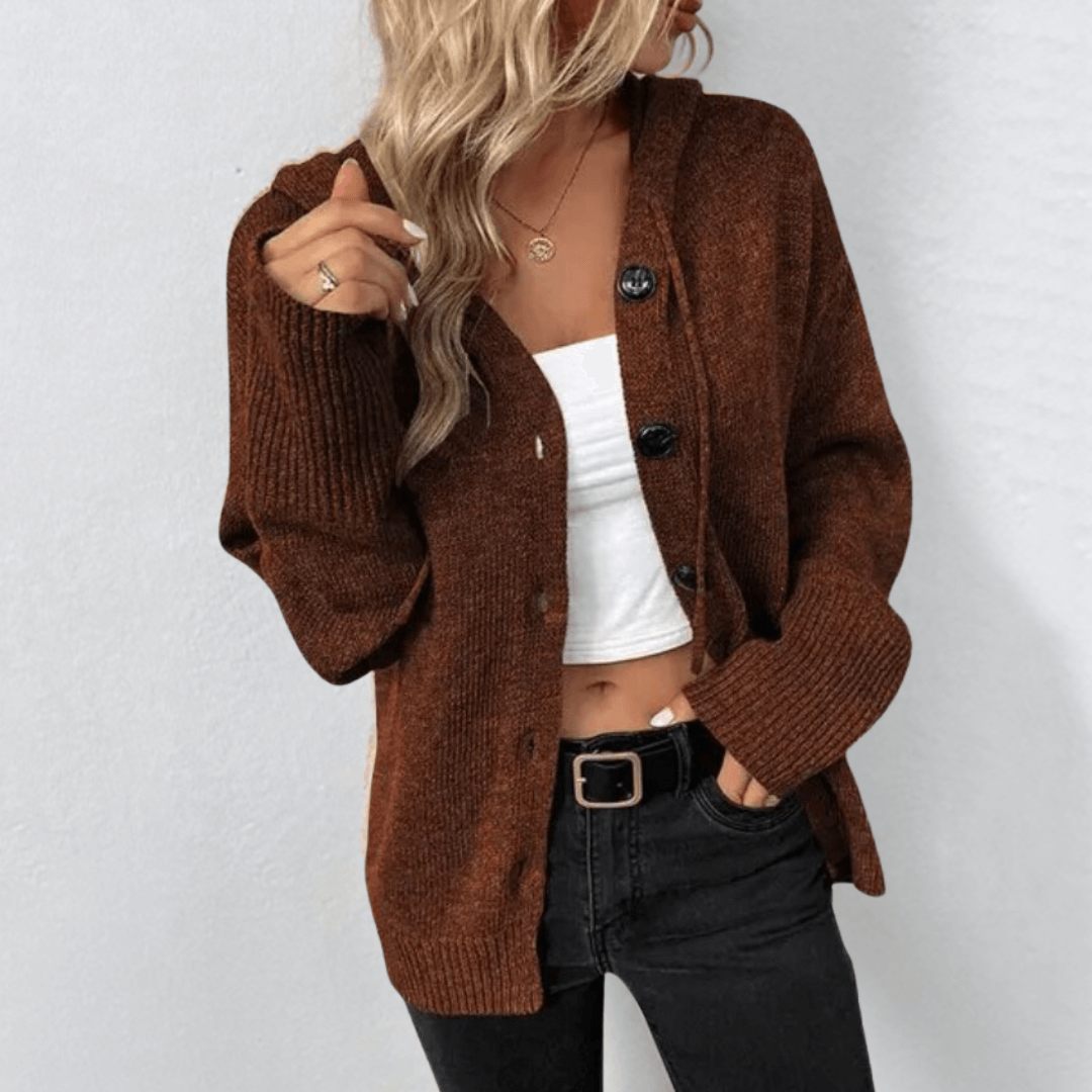 Clara | Dame Strikket Cardigan med Knapper