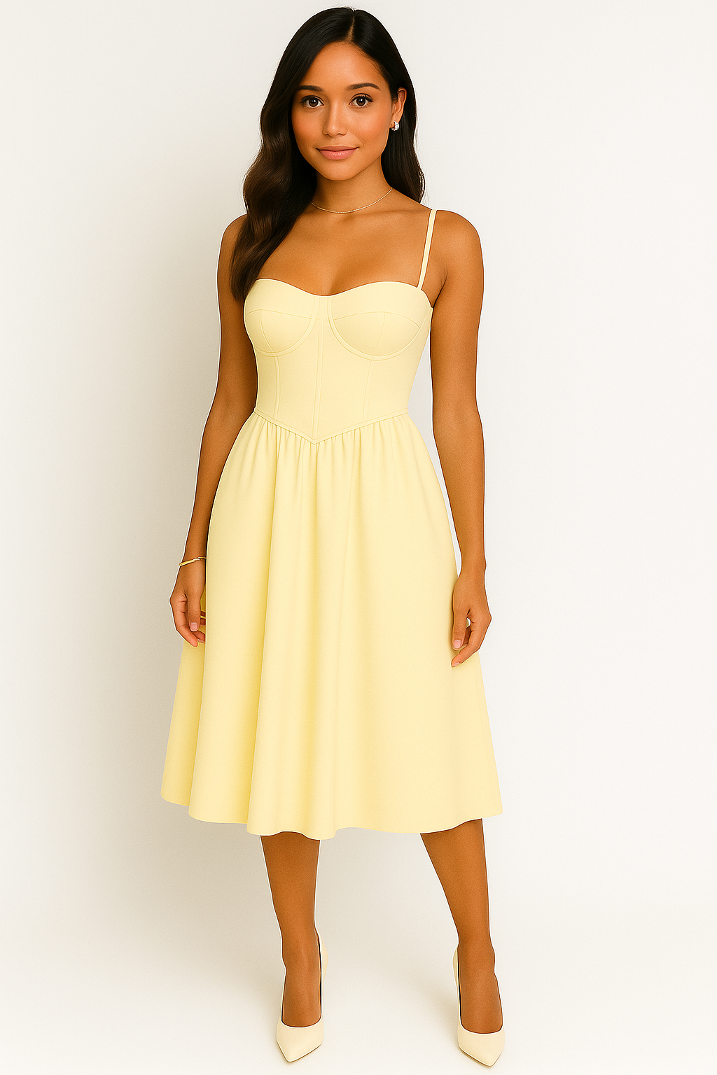 Elegant kjole med korsetliv til kvinder