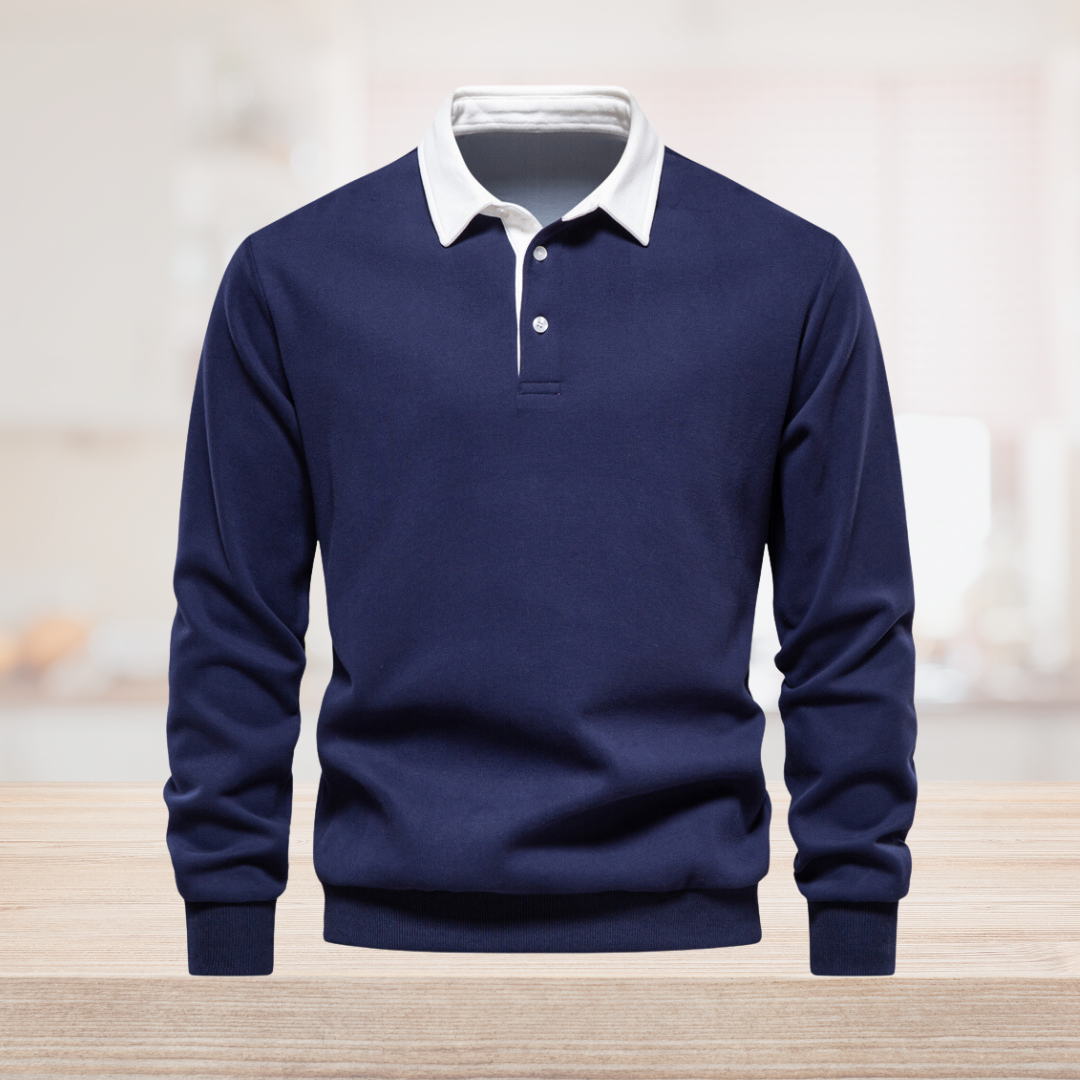 Elegant Herre Langærmet Polo T-shirt