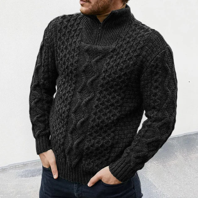 Nikolaj | Sweater med lynlås og strikdetaljer til mænd