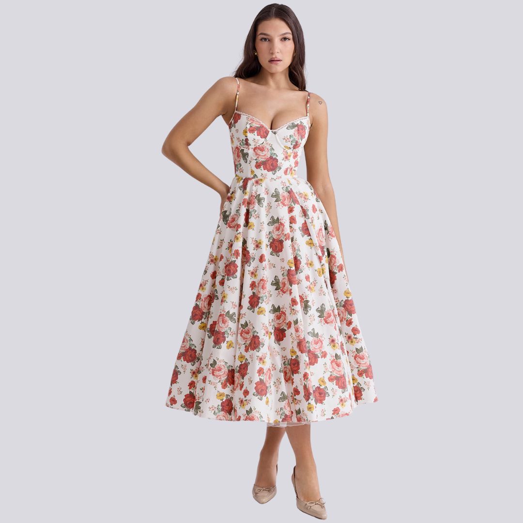 Kira | Elegant Aftenkjole med V-hals i Maxi Længde