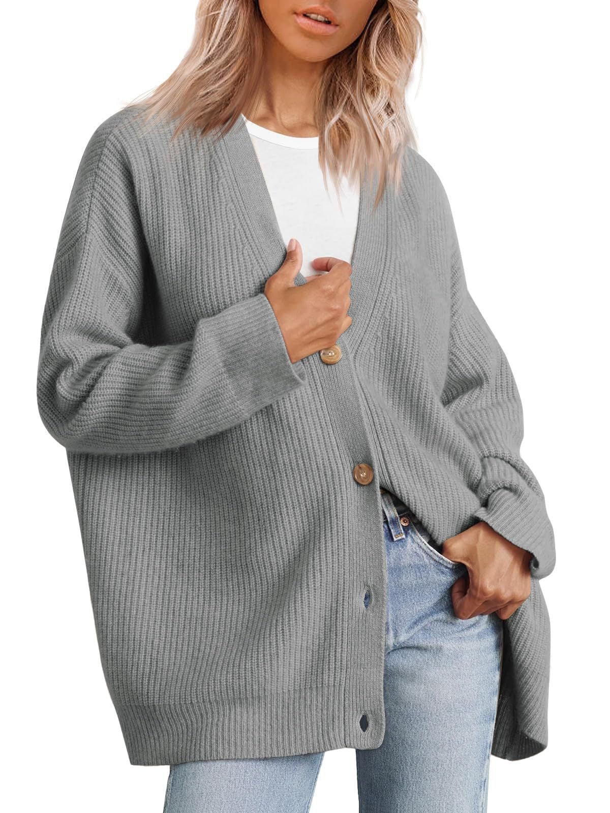 Emma | Stribet Plus Size Cardigan til Kvinder