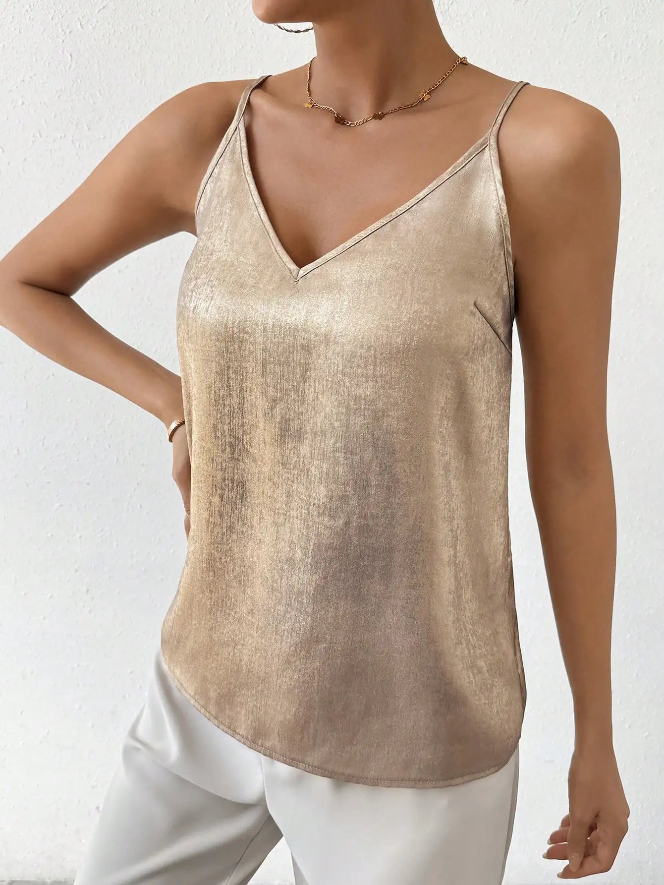 Ida | Kvindernes Metallic V-hals Cami Top