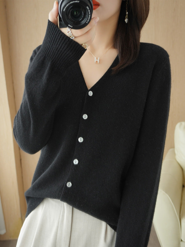 Esther | Dame Casual V-hals Strikket Cardigan