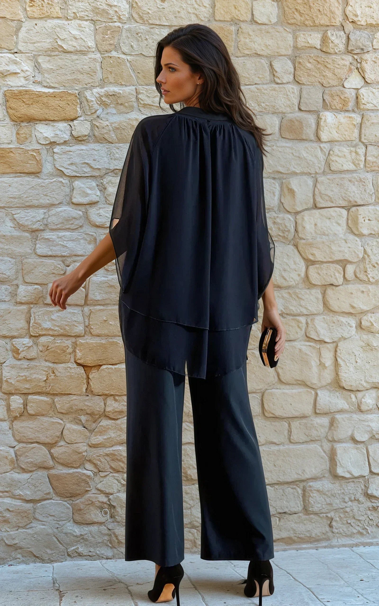 Karla | Urban Sæt med Rund Hals i Let Chiffon