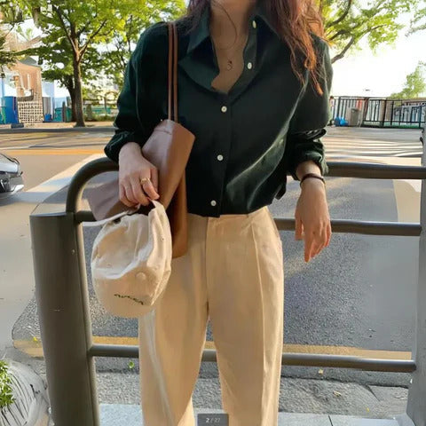 Stilfuld langærmet skjorte til damer