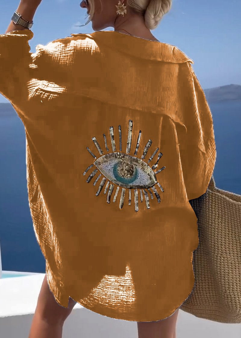 Sofie | Dame Oversize Skjorte med Broderet Rygdetalje