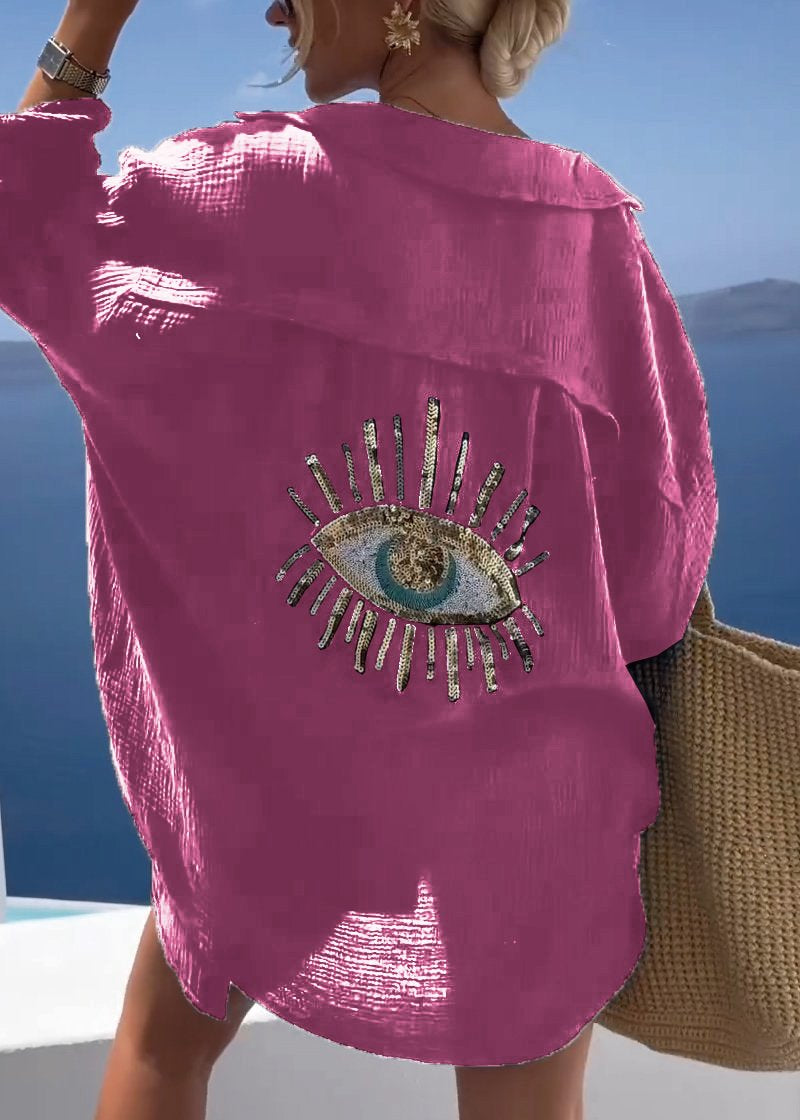 Sofie | Dame Oversize Skjorte med Broderet Rygdetalje