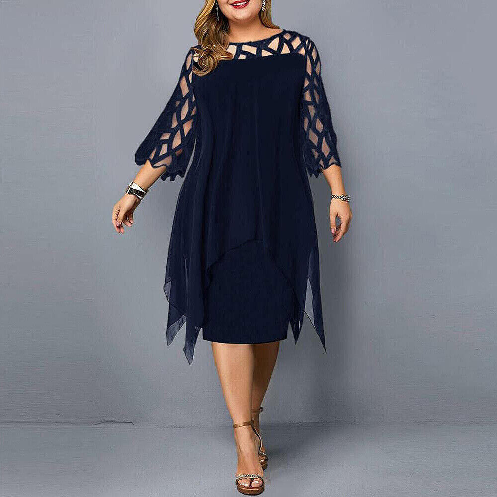 Elegant Midi Kjole til Kvinder Plus Size