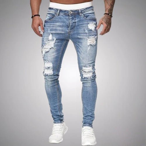 Herrejeans med Slidte Detaljer