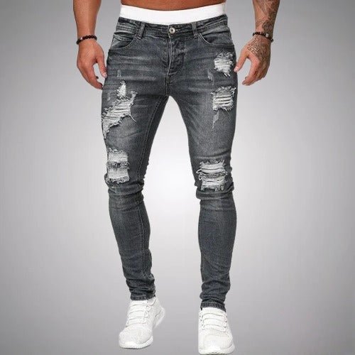 Herrejeans med Slidte Detaljer