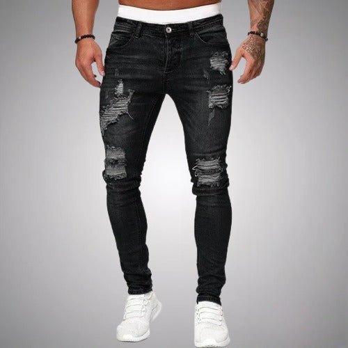 Herrejeans med Slidte Detaljer